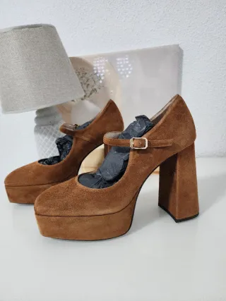 Sandalias Marrones Plataforma Tacón