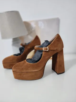 Sandalias Marrones Plataforma Tacón