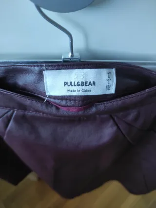 Falda corta mujer burdeos P&B talla L efecto piel