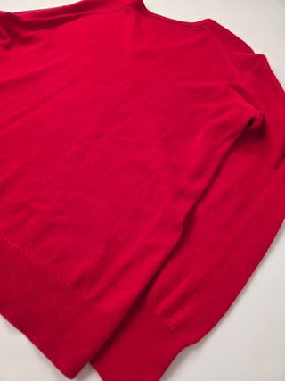 Lacoste Red V Neck Sweater Vintage Classic Crocodi