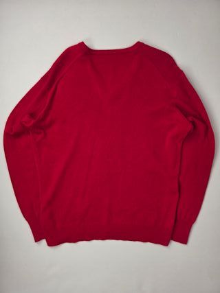 Lacoste Red V Neck Sweater Vintage Classic Crocodi