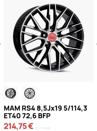 Llantas MAM RS R19 (5x120) Deportivo Plata/Negro