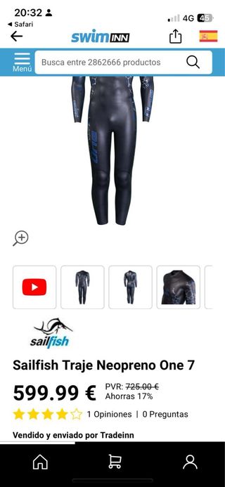 Neopreno Sailfish Azul Talla S