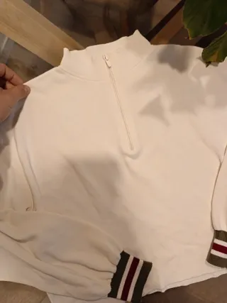 Jersey Mango blanco cremallera