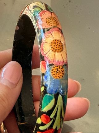 Bracciale rigido vintage dipinto fiori