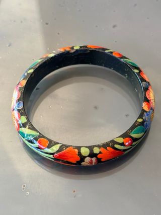Bracciale rigido vintage dipinto fiori