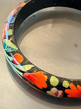 Bracciale rigido vintage dipinto fiori