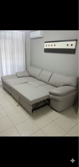 Sofá de piel natural gris