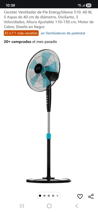 Ventilador de pie Cecotec EnergySilence 510 nuevo