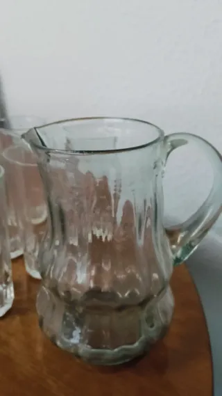 Jarra y 6 vasos tubo de cristal
