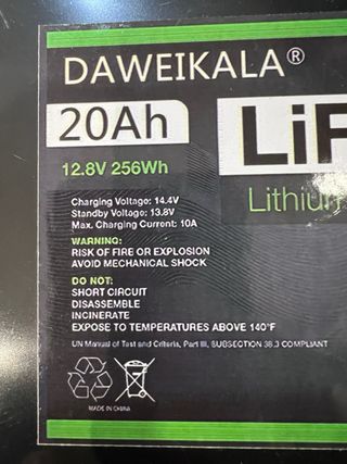 Bateria LiFePO4 12.8V 20Ah (256Wh) - Nova / Ciclo