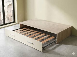 Cama Nido Doble Madera + Somier Extraíble 90x190