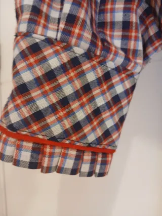 Camisa de cuadros con cuello alto traje casera