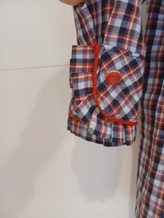 Camisa de cuadros con cuello alto traje casera