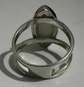 REBAJADO :Anillo Plata Mujer Piedra Blanca Ovalada