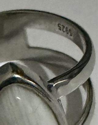 REBAJADO :Anillo Plata Mujer Piedra Blanca Ovalada