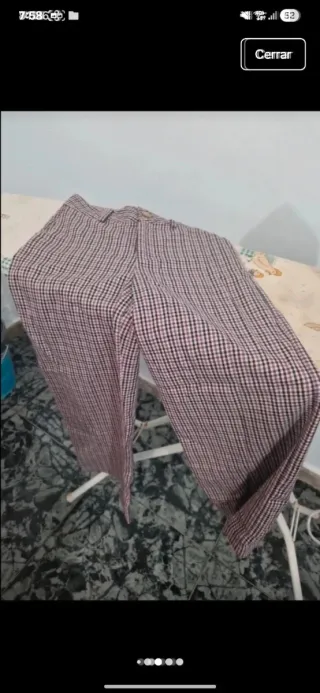 Pantalón cuadros rosa y negro