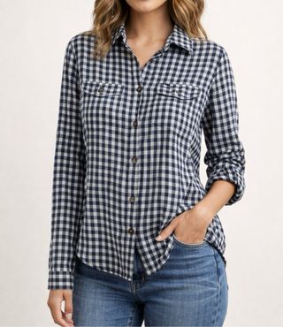 Camisa de cuadros azul y blanco