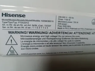 Microondas Hisense Negro 700W 20L