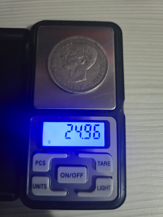 5 Pesetas Plata 1875 Alfonso XII Rey