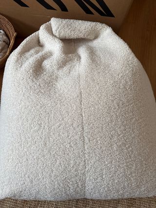 Puff Zara Home Beige/Blanco