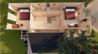 Casas de madera prefabricadas. 159 m2. 2 alturas