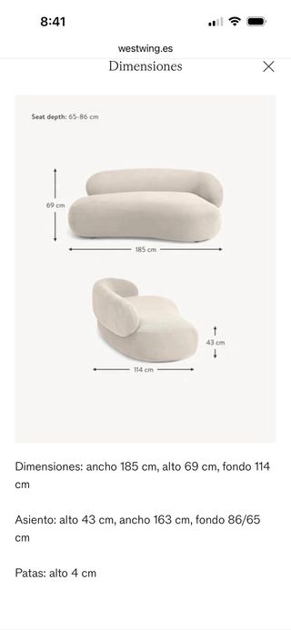 Sofá Westwing Alba con reposapiés