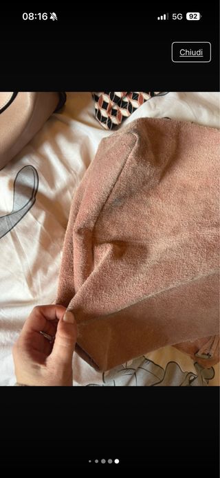 Borsa camoscio rosa con frange