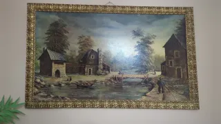 Cuadro al óleo paisaje rural