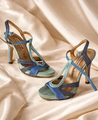 Sandalias MARIAMARE tacón azul y verde