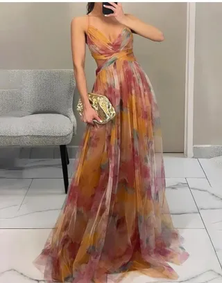 Vestido de fiesta largo estampado floral