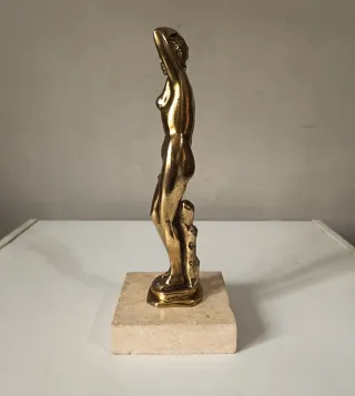 Scultura vintage femminile metallo dorato Art Decò