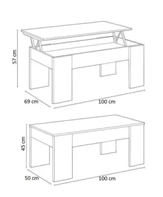 Mesa Centro Elevable Elise Madera Blanca