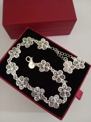 Pulsera Plata Ley 925 Flores