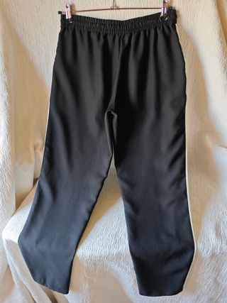 Pantalón tela traje negro blanco talla L mujer ray