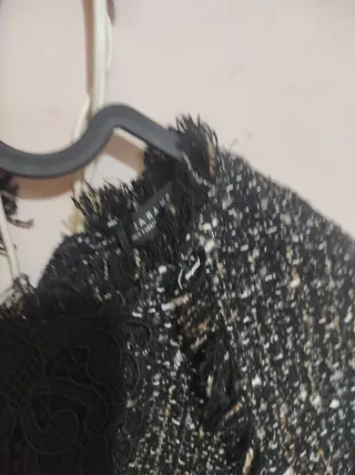 Blusa Tweed Negra con Encaje