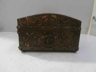 Joyero antiguo cuero repujado caja musical