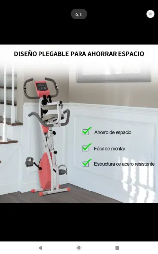 Bicicleta Estática Plegable Rosa