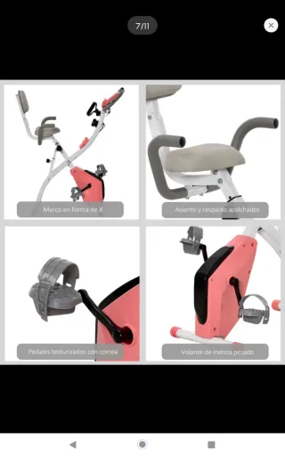 Bicicleta Estática Plegable Rosa