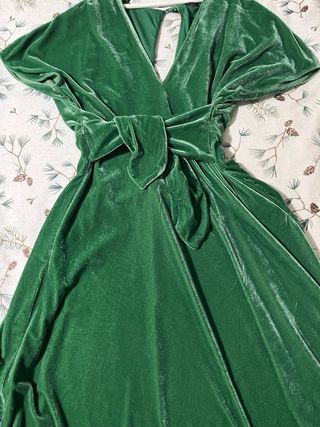 Vestido largo de terciopelo verde
