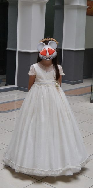 Vestido de comunión niña blanco roto