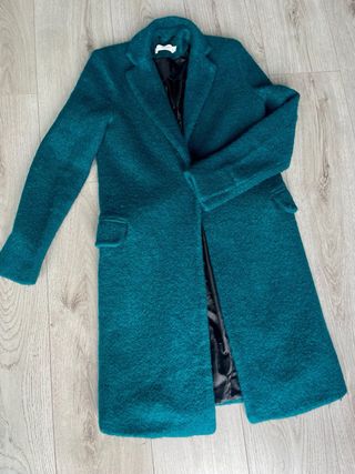 Cappotto Mango misto lana color petrolio