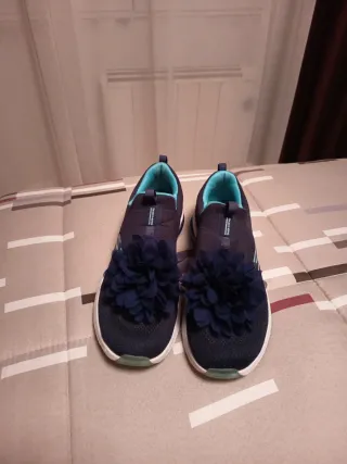 Zapatillas Skechers Mujer Azul Flores