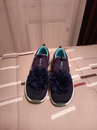 Zapatillas Skechers Mujer Azul Flores