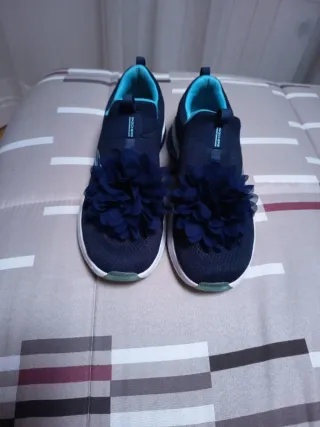 Zapatillas Skechers Mujer Azul Flores