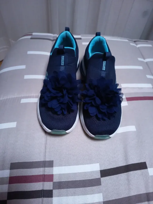Zapatillas Skechers Mujer Azul Flores