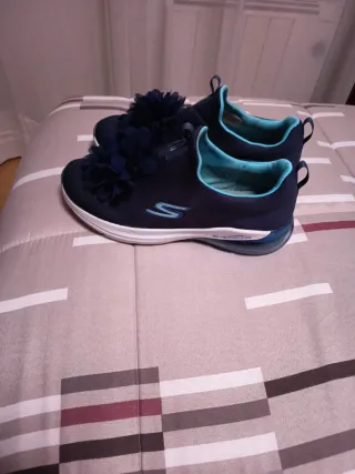 Zapatillas Skechers Mujer Azul Flores