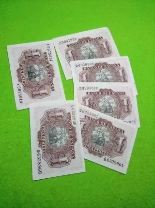 6 Billetes 1 Peseta Banco de España 1953 excelente