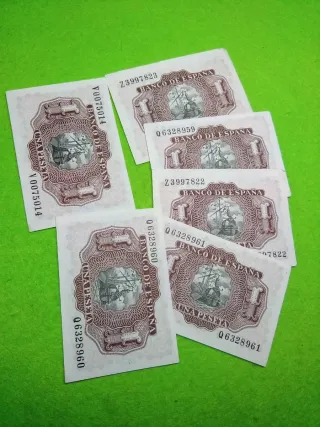 6 Billetes 1 Peseta Banco de España 1953 excelente