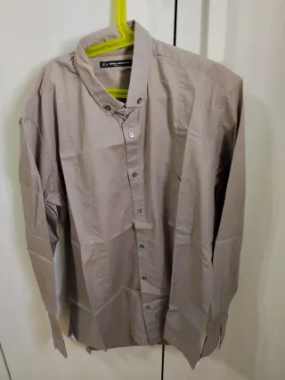 Camisa Italiana Hombre Beige/Marrón